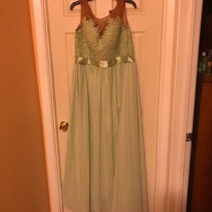A-Line/Princess Scoop Sleeve Floor Length Dress